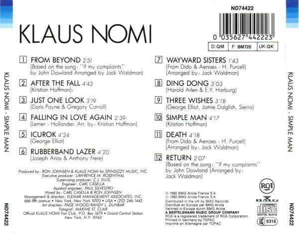 Klaus Nomi : Simple Man (CD, Album, RE)