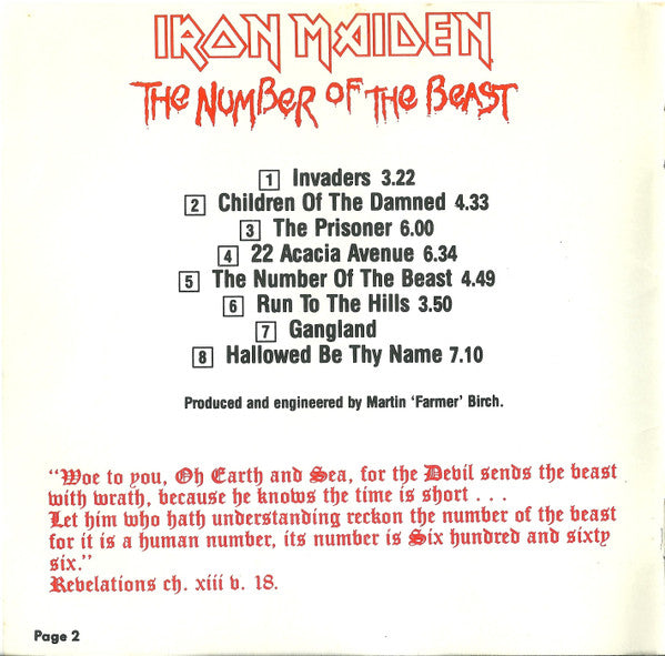 Iron Maiden : The Number Of The Beast (CD, Album, RE + CD, Comp + Ltd)