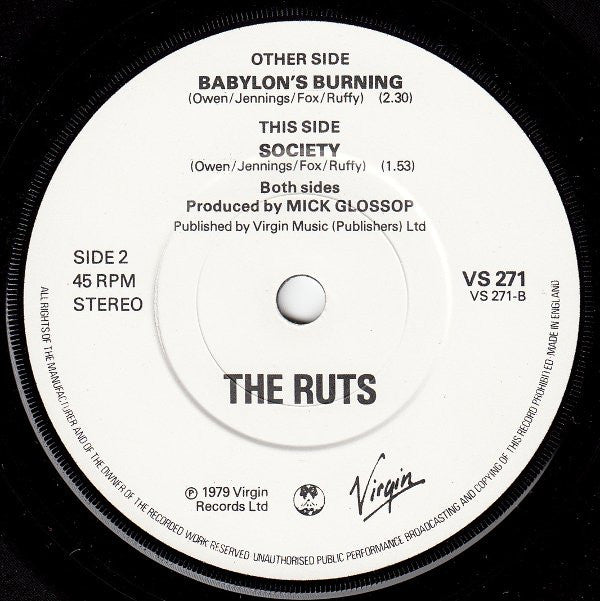 Ruts* : Babylon's Burning (7", Single)