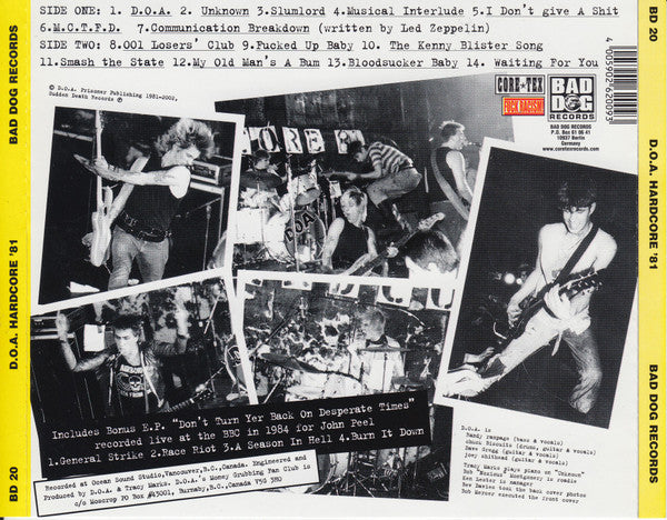 D.O.A. (2) : Hardcore 81 (CD, Album, RE)