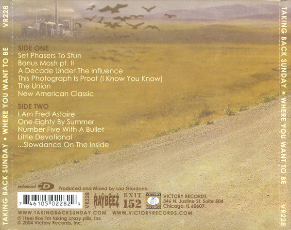 Taking Back Sunday : Where You Want To Be (CD, Album, Enh + CD, Enh, Promo, Smplr)