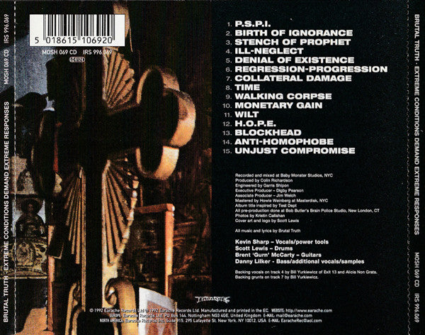 Brutal Truth : Extreme Conditions Demand Extreme Responses (CD, Album, RE)