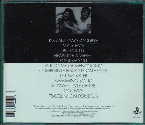 Kate & Anna McGarrigle : Kate & Anna McGarrigle (CD, Album, RE)