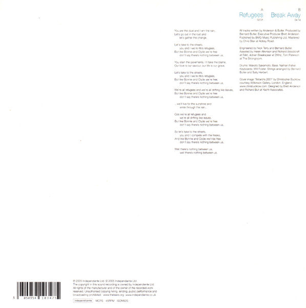 The Tears : Refugees (7", Single, Ltd, Cle)