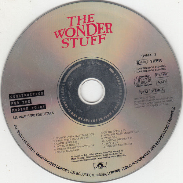 The Wonder Stuff : Construction For The Modern Idiot (CD, Album)