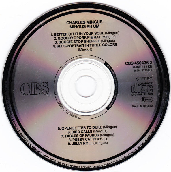 Charles Mingus : Mingus Ah Um  (CD, Album, RE, RM)