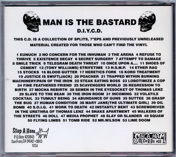 Man Is The Bastard : D.I.Y.C.D. (CD, Comp, Ltd, RP)