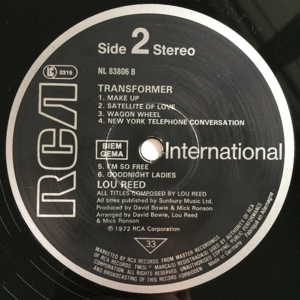 Lou Reed : Transformer (LP, Album, RE)