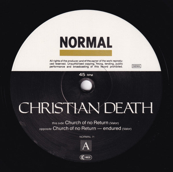 Christian Death : Church Of No Return (12")