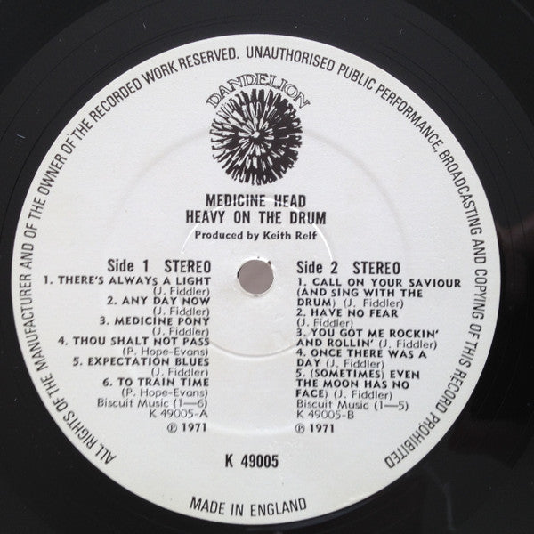 Medicine Head (2) : Heavy On The Drum (LP, Album, RE)