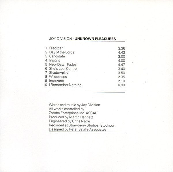 Joy Division : Unknown Pleasures (CD, Album, RE, RP, Cin)