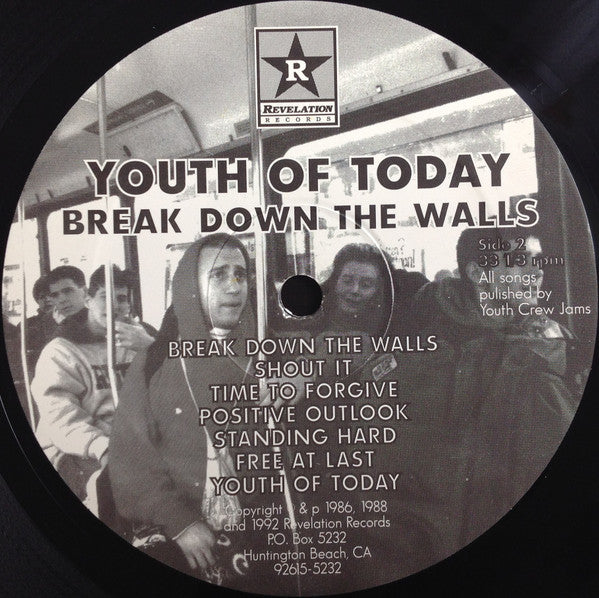 Youth Of Today : Break Down The Walls (LP, Album, RE)