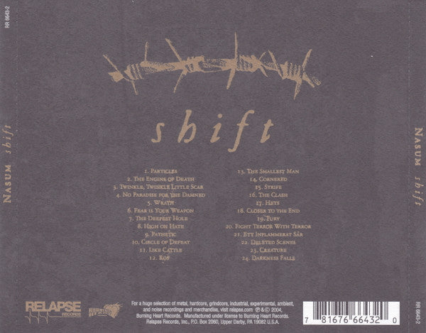 Nasum : Shift (CD, Album)