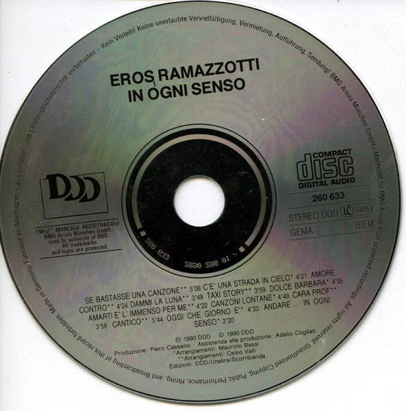 Eros Ramazzotti : In Ogni Senso (CD, Album, PDO)