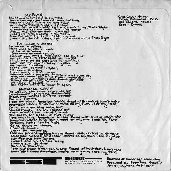 Black Flag : Six Pack (7")