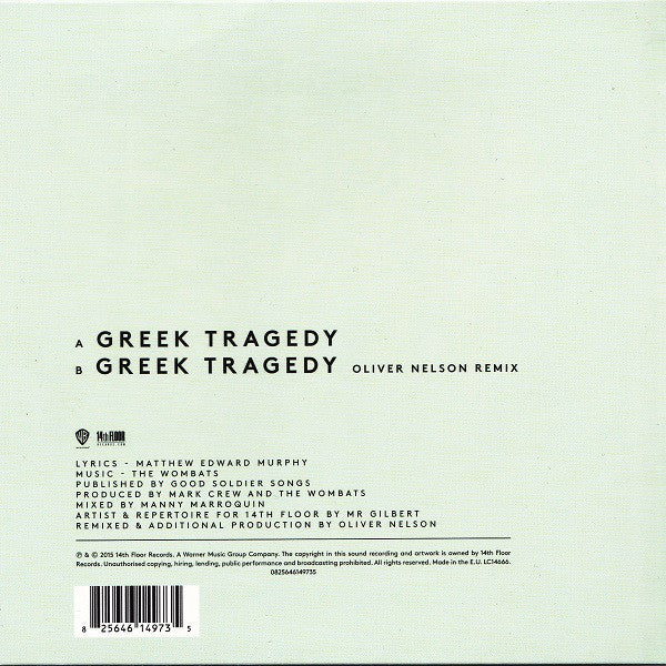 The Wombats : Greek Tragedy (7", Single, Ltd)