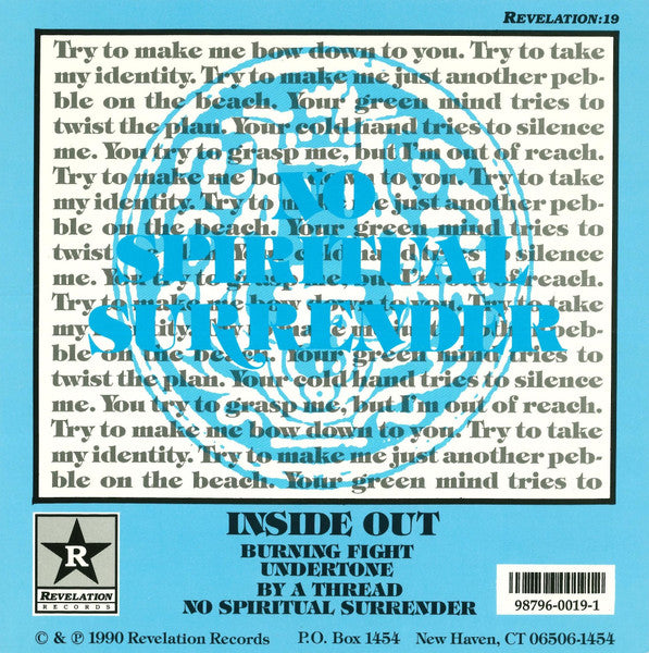 Inside Out (2) : No Spiritual Surrender (7", EP, RP, Gol)