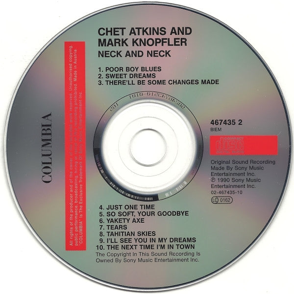 Chet Atkins And Mark Knopfler : Neck And Neck (CD, Album, RP, DAD)
