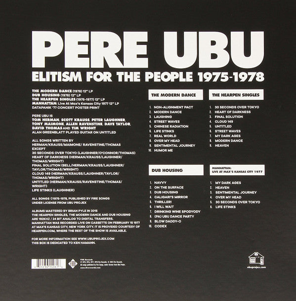 Pere Ubu : Elitism For The People 1975-1978 (LP, Album, RE + LP, Album, RE + 12", Comp, RE + 12)