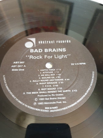 Bad Brains : Rock For Light (LP, Album)