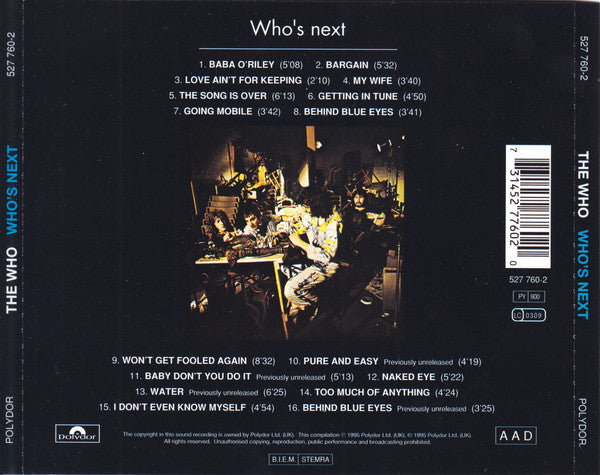 The Who : Who's Next (CD, Album, RE, RM, RP)