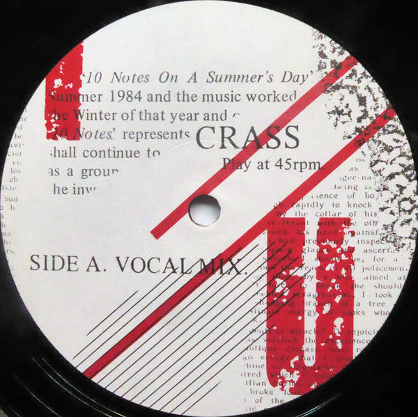 Crass : 10 Notes On A Summer's Day (12", Single)
