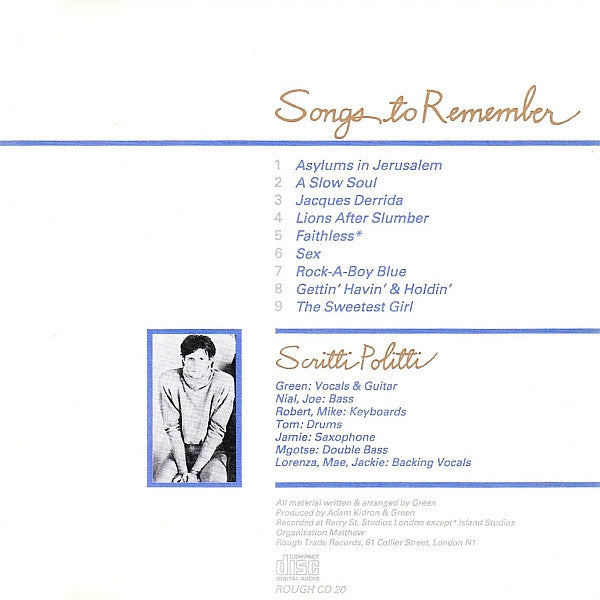 Scritti Politti : Songs To Remember (CD, Album)