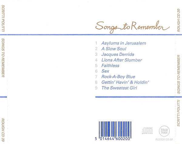 Scritti Politti : Songs To Remember (CD, Album)