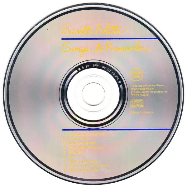 Scritti Politti : Songs To Remember (CD, Album)