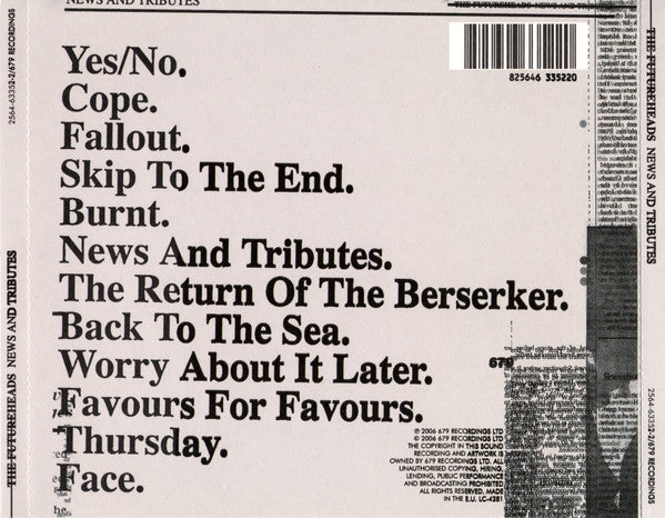 The Futureheads : News And Tributes (CD, Album)