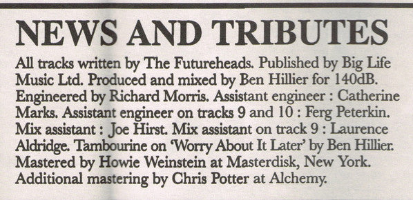 The Futureheads : News And Tributes (CD, Album)