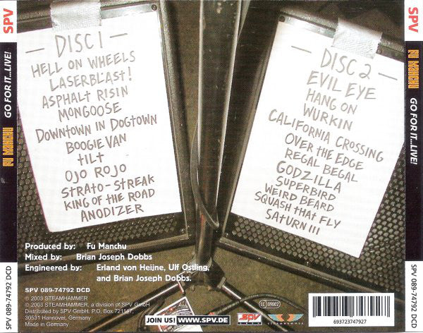 Fu Manchu : Go For It...Live! (2xCD, Album)