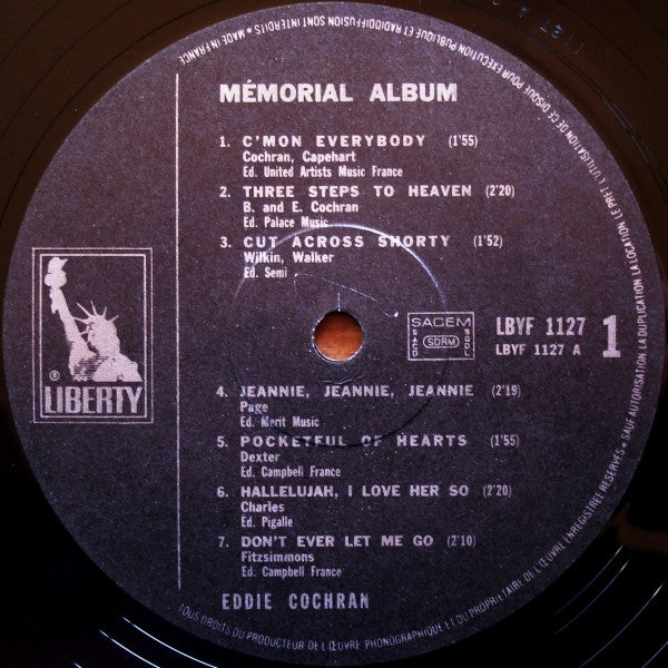 Eddie Cochran : The Eddie Cochran Memorial Album (LP, Comp, Mono, RE)