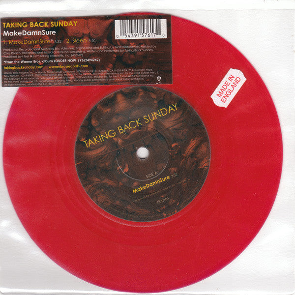 Taking Back Sunday : MakeDamnSure (7", Single, Red)