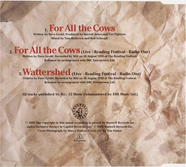 Foo Fighters : For All The Cows (CD, Single)
