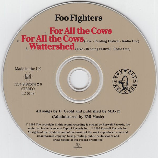 Foo Fighters : For All The Cows (CD, Single)