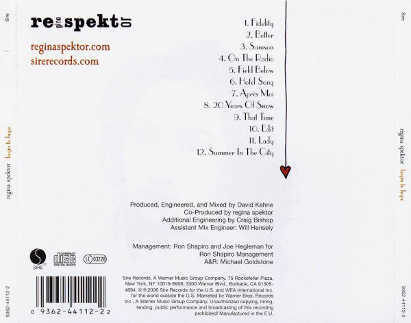 Regina Spektor : Begin To Hope (CD, Album)