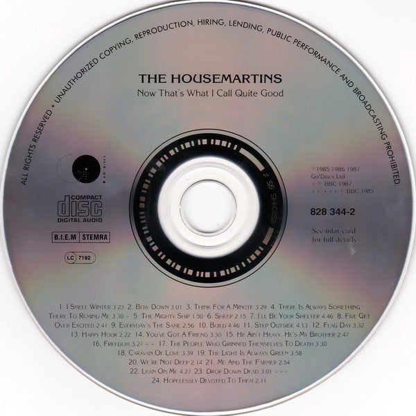 The Housemartins : Now That's What I Call Quite Good (CD, Comp, RP, PMD)