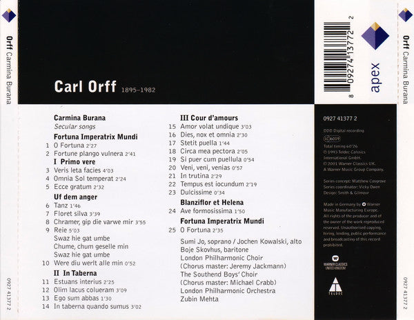 Orff* : Carmina Burana (CD, Album)