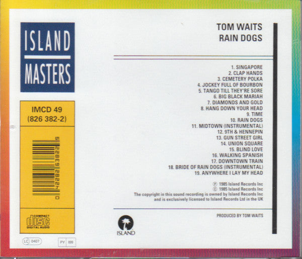 Tom Waits : Rain Dogs (CD, Album, RE, RP)