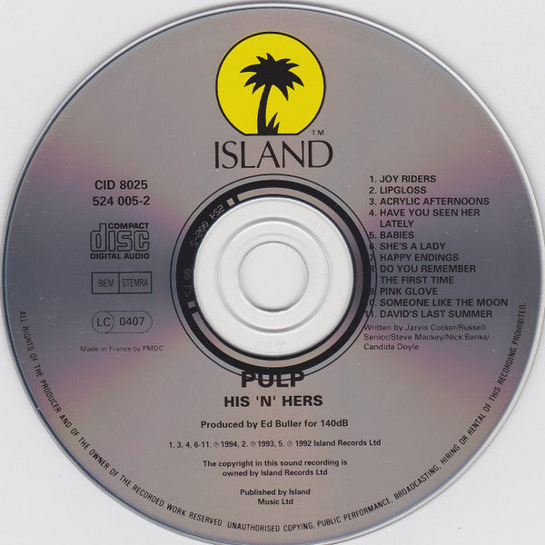 Pulp : His 'N' Hers (CD, Album, RP)