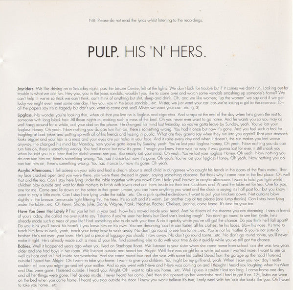 Pulp : His 'N' Hers (CD, Album, RP)