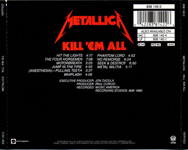 Metallica : Kill 'Em All (CD, Album, RE, RP)