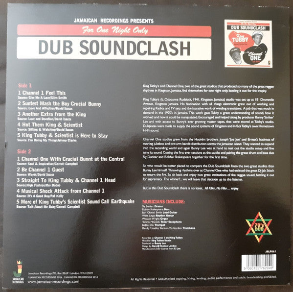 King Tubby, Bunny 'Striker' Lee* Vs Channel One (5), Jah Stitch : Dub Soundclash (For One Night Only) (LP, Album, RE, 180)