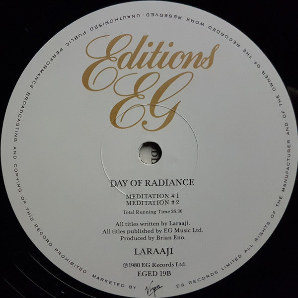 Laraaji Produced By Brian Eno : Ambient 3 (Day Of Radiance) (LP, Album, RE)