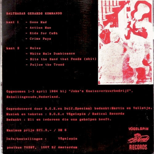 B.G.K. : White Male Dumbinance (7", EP, RP)