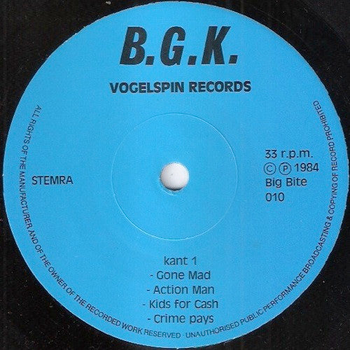 B.G.K. : White Male Dumbinance (7", EP, RP)