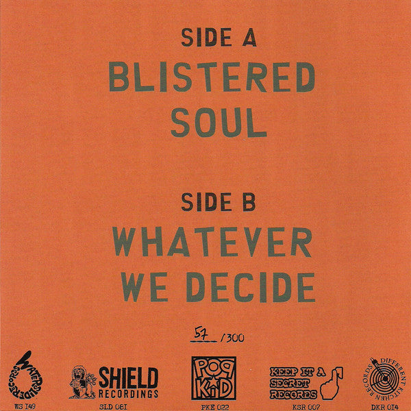 Custody : Blistered Soul / Whatever We Decide (7", Single, Num, Yel)