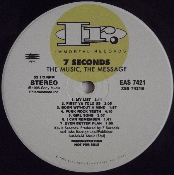 7 Seconds : The Music, The Message (LP, Album, Promo)