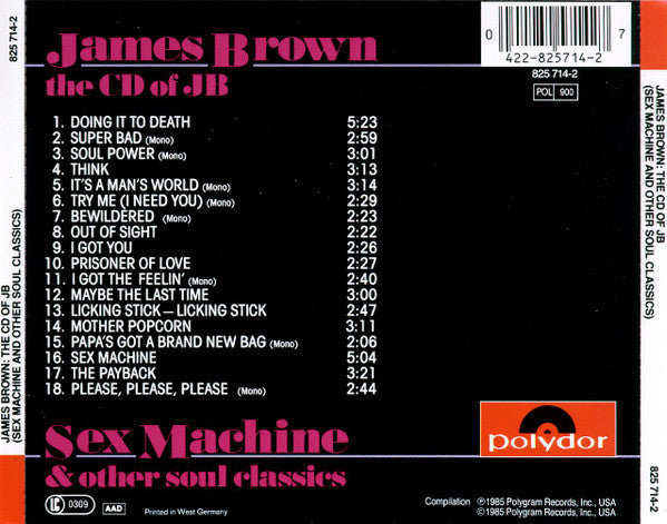 James Brown : CD Of JB (Sex Machine And Other Soul Classics) (CD, Comp, RE)